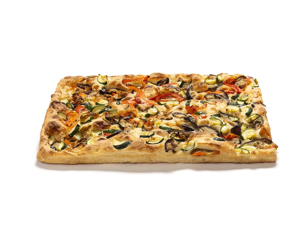 Focaccia vegetariana Pamac con melanzane, zucchine e peperoni